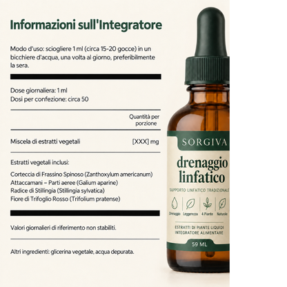 Sorgiva — Drenaggio Linfatico | 4 Piante in Estratto Liquido